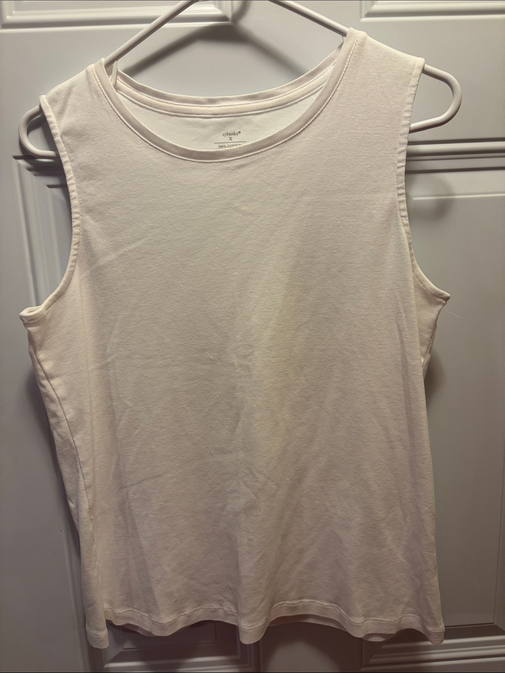 CJ Banks Cream Sleeveless Crewneck Tank